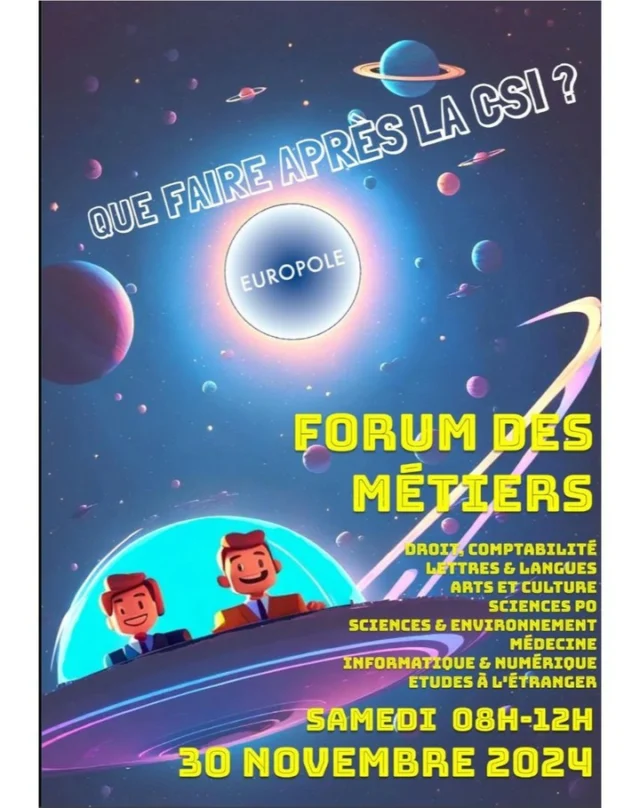 Fórum das Profissões

O Fórum das Profissões terá lugar no próximo sábado, dia 30 de novembro de 2024, das 8h00 às 12h00.
Este ano, os pais são convidados a participar no evento e a percorrerem os diferentes expositores com as respetivas áreas de conhecimento.
A SIP Grenoble estará presente e realizará uma palestra sobre o acesso ao ensino superior em Portugal e o português no ensino superior francês.

Flávia Silva 
Mário Cunha 
Professores da SIP - Grenoble